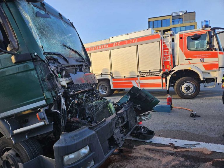  Schwerverletzter nach Lkw-Unfall auf der Autobahn - (c) FF Elz